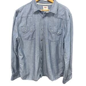 Levi’s Men’s Denim Shirt Pearl Snap Button XXL Lightweight Western Cowboy Rodeo